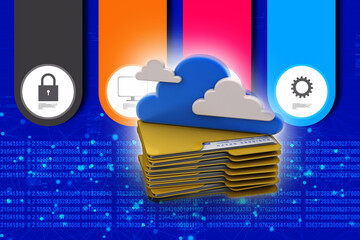 Poster - 3d rendering cloud  folder network