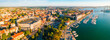 Aerial drone photo of famous european city of Pula and arena of roman time.