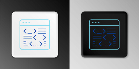 Line Software, web developer programming code icon isolated on grey background. Javascript computer script random parts of program code. Colorful outline concept. Vector