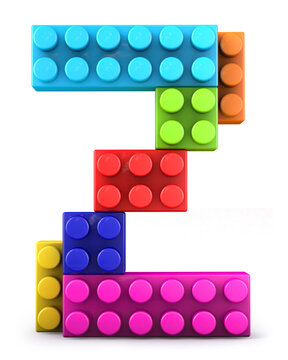 Alphabet Z made of colorful bricks. 3d letter. 3d illustration.