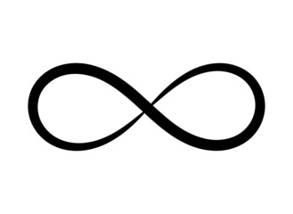 Wall Mural - black vector infinity forever love symbol line art sign silhouette.eternal,limitless emblem.cycle,en