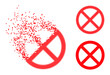 Decomposed dotted stopped icon with destruction effect, and halftone vector icon. Pixelated dissolving effect for stopped gives speed and movement of cyberspace items.