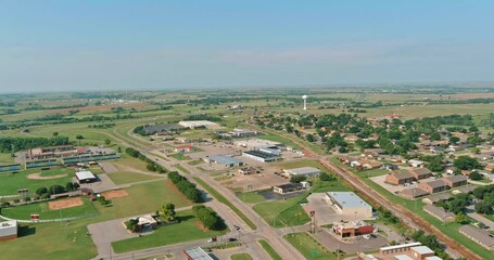 Wall Mural - 04 JULY 2021 Clinton Oklahoma USA: Panorama overlooking view of a Clinton small town in Oklahoma USA