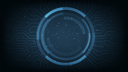 Aufkleber - Abstract Digital electric circuit circle background.Image electric circuit on dark blue background.High tech circuit board connection system concept.