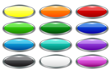 Fototapete - plastic colored buttons in modern style. Blank shiny colored buttons. Banner web buttons. Vector illustration.