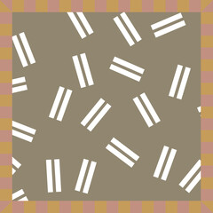 Poster - scarf pattern design light pink color. Geometric ornament with frame, border. Bandanna, shawl, scarf, tablecloth design for textile fabric print 