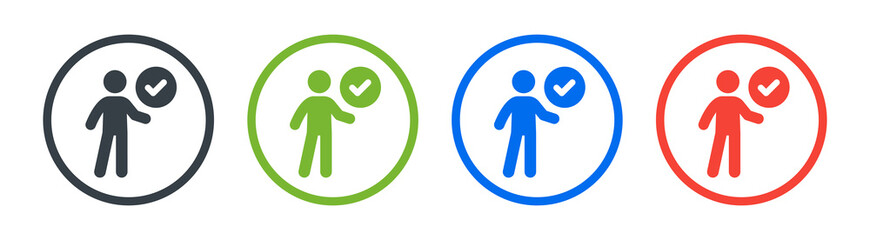 Poster - Person with check mark icon. Approval, agreement, completed, ok, accept symbol.