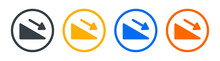 Inclined Surface With Arrow Down Icon. Slope Icon Set In Different Color.