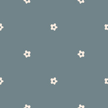 Seamless Background Flower Gender Neutral Pattern. Whimsical Minimal Earthy 2 Tone Color. Kids Nursery Wallpaper Or Boho Cartoon Fashion All Over Print.