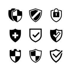 Wall Mural - Collection of vector illustrations of shield icons. Suitable for design elements of safety, protection and strength guaranteed. Assorted flat shield icons.