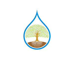 Sticker - Dense tree in the water drop logo