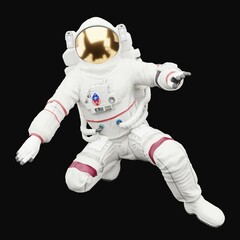 Wall Mural - astronaut posing like space parson in-universe 3d render with black background