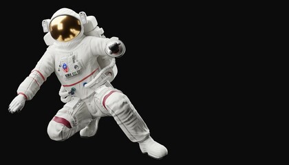 Wall Mural - astronaut posing like space parson in-universe 3d render with black background
