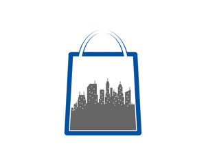 Poster - City building in the shopping bag logo