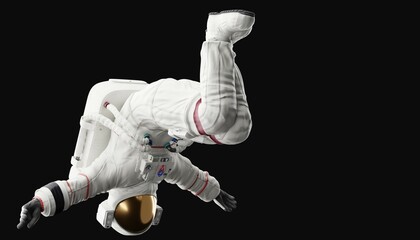 Wall Mural - astronaut posing like space parson in-universe 3d render with black background