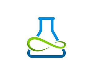 triangle bottle laboratory with abstract infinity inside