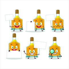 Canvas Print - Vodka bottle cartoon character bring information board. Vector illustration