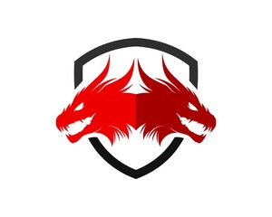Wall Mural - simple shield with twin head of dragon inside