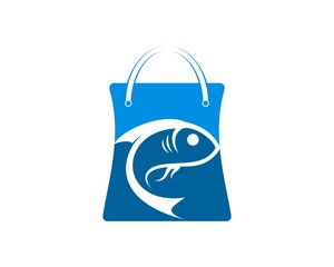 Wall Mural - Shopping paper bag with jumping fish inside