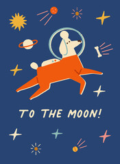 Wall Mural - to the moon inspirational text quote space adventure card or poster in vector. vector illustration