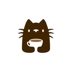 Wall Mural - cat coffee cup logo vector icon illustration