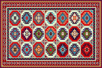 Persian carpet original design, tribal vector texture. Easy to edit and change a few colors by swatch window.

