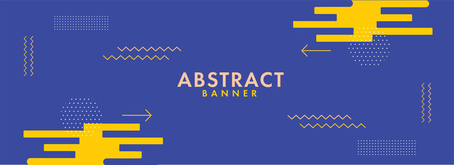 Sticker - Abstract Banner Or Header Design In Blue And Yellow Color.