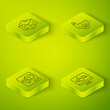 Set Isometric line Printing house industry, 3D printer, software and Isometric cube icon. Vector