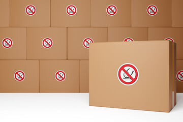 Wall Mural - Transportation of dangerous goods and hazardous materials. Cardboard boxes with a red 