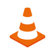 Vector orange simple traffic cone icon. Isolated on white background