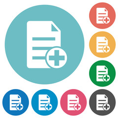 Sticker - Add new document flat round icons