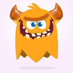 Funny cartoon monster character. Illustration of cute and happy mythical alien creature. Halloween design