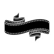 © biblebox - Curved film strip, element for cinema design. Movie and video symbol.