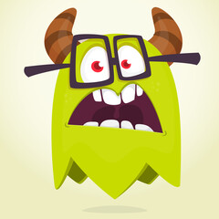 Funny cartoon monster character. Illustration of cute and happy mythical alien creature. Halloween design