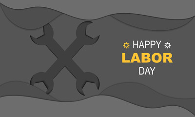 Wall Mural - Happy Labor Day Wrench Paper Vector