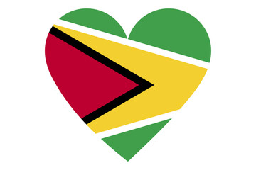Wall Mural - Guyana flag of heart shape isolated on white background