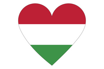 Wall Mural - Hungary flag of heart shape isolated on white background