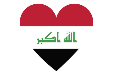 Wall Mural - Iraq flag of heart shape isolated on white background