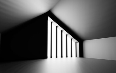 Poster - black abstract empty hall building interior 3d render illustration
