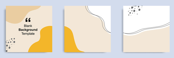Wall Mural - Set of abstract organic background in square shape for multipurpose usage, social media feed banner, note, book, journal cover template layout in yellow brown color