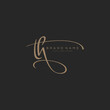 © Eko - Letter TH gold handwritten logo design template. Black background.