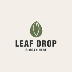 Poster - Leaf drop logo template on monogram style