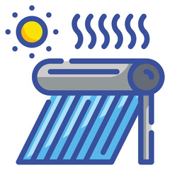 Wall Mural - solar water heating line icon