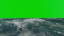 Close Up Of Rough Sea, Green Screen Chromakey