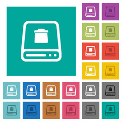 Delete from hard disk square flat multi colored icons