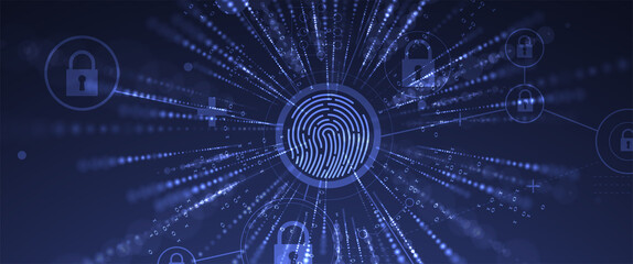 internet digital security technology concept for business background. Lock on circuit board
