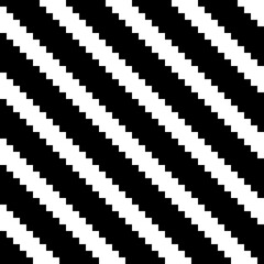 Aufkleber - Pixel black and white diagonal stripes. Vector seamless diagonals.