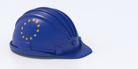 Wall Mural - Hardhat EU flag isolated on white color background. 3d illustration