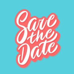 Canvas Print - Save the date. Vector handwritten lettering.