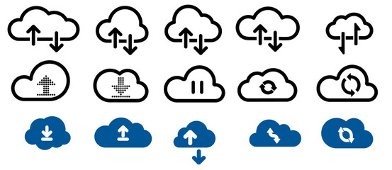 Poster - cloud line icon set on white background. Vector